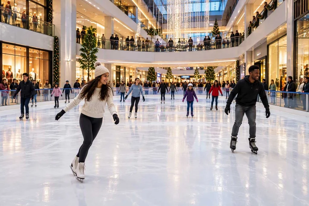 Skating attraction at an entertainment destination